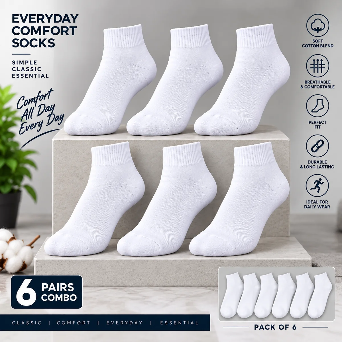 Premium quality Ankle Socks Pair of 6