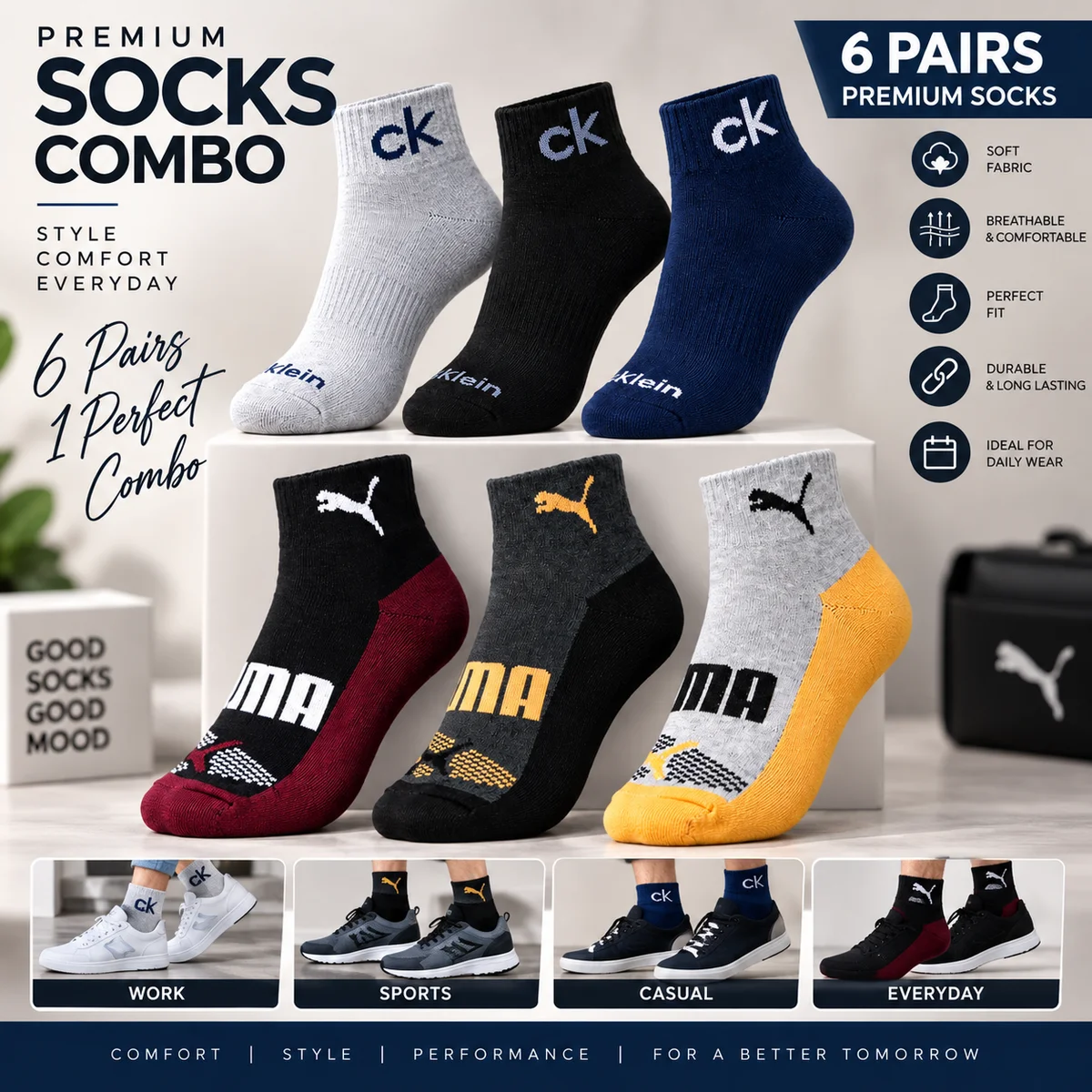 Premium quality Ankle Socks Pair of 6
