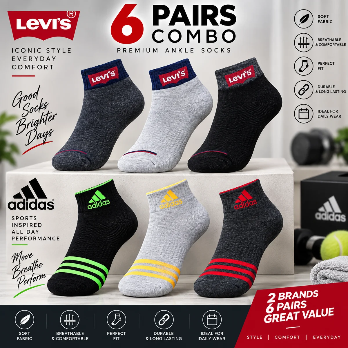 Premium quality Ankle Socks Pair of 6