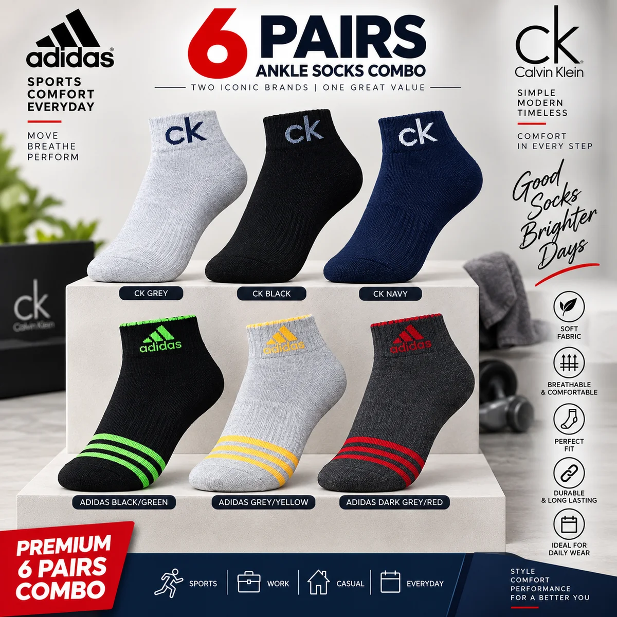 Premium quality Ankle Socks Pair of 6