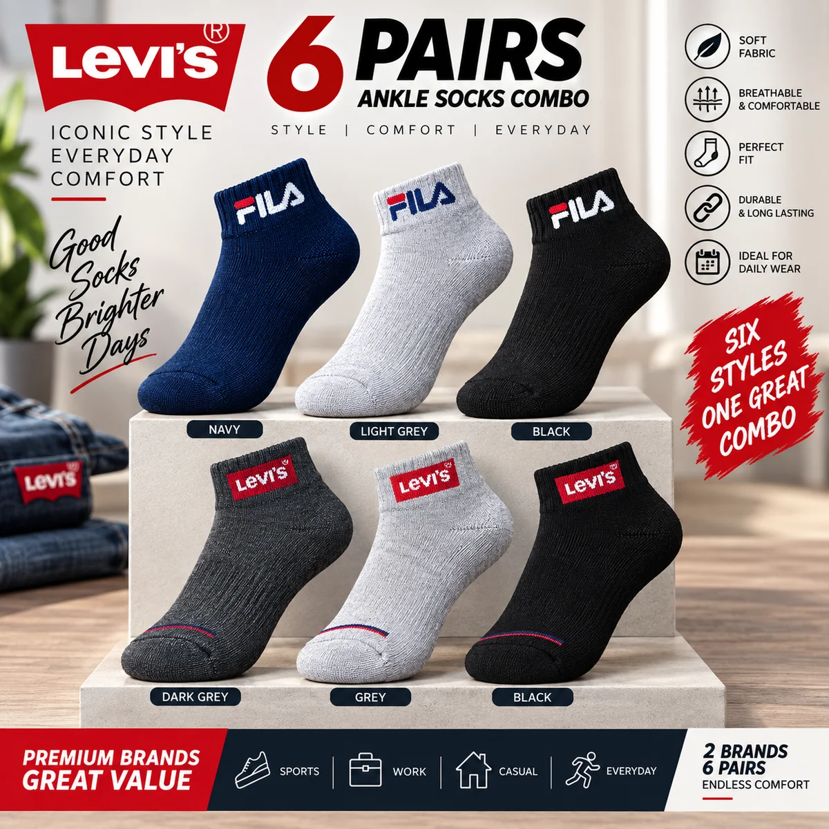 Premium quality Ankle Socks Pair of 6