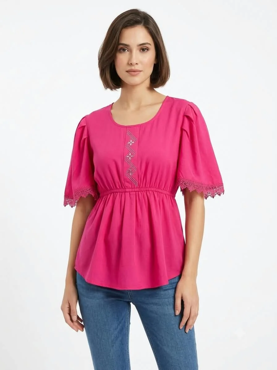 Women's Pink Peplum Blouse