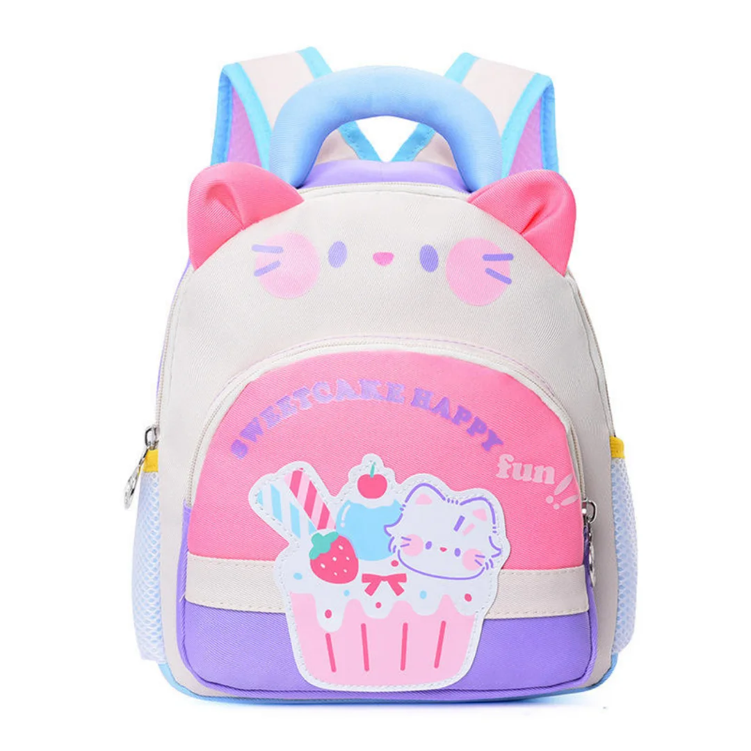 Cute Cat & Ice Cream Printed School Backpack for Girls.