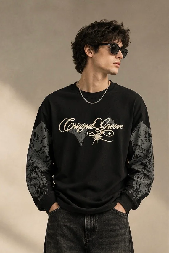 Original Groove “No Mercy” Graphic Sweatshirt – Black Oversized Streetwear