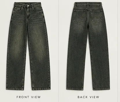 ORYZEN.CO Olive Black Relaxed-Fit Denim Jeans