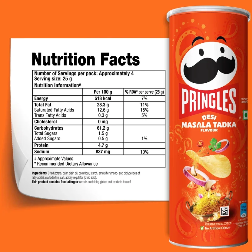 Pringles Potato Desi Masala Tadka Flavored Chips 3