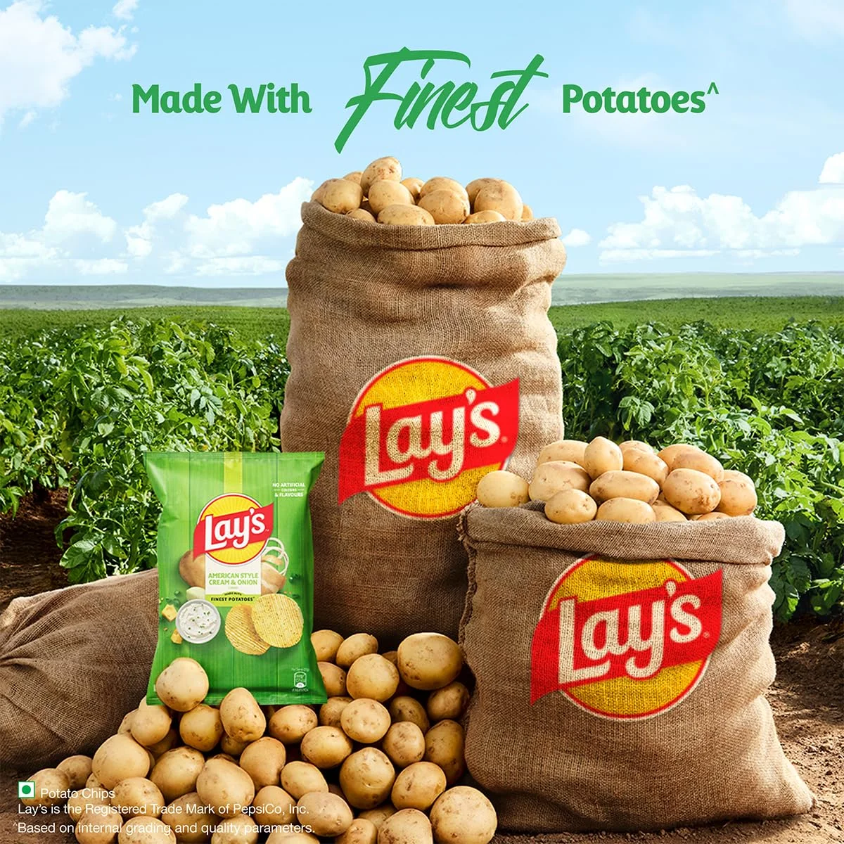 Lay's अमेरिकन स्टाइल पोटैटो चिप्स - क्रीम और प्याज, 52g 4