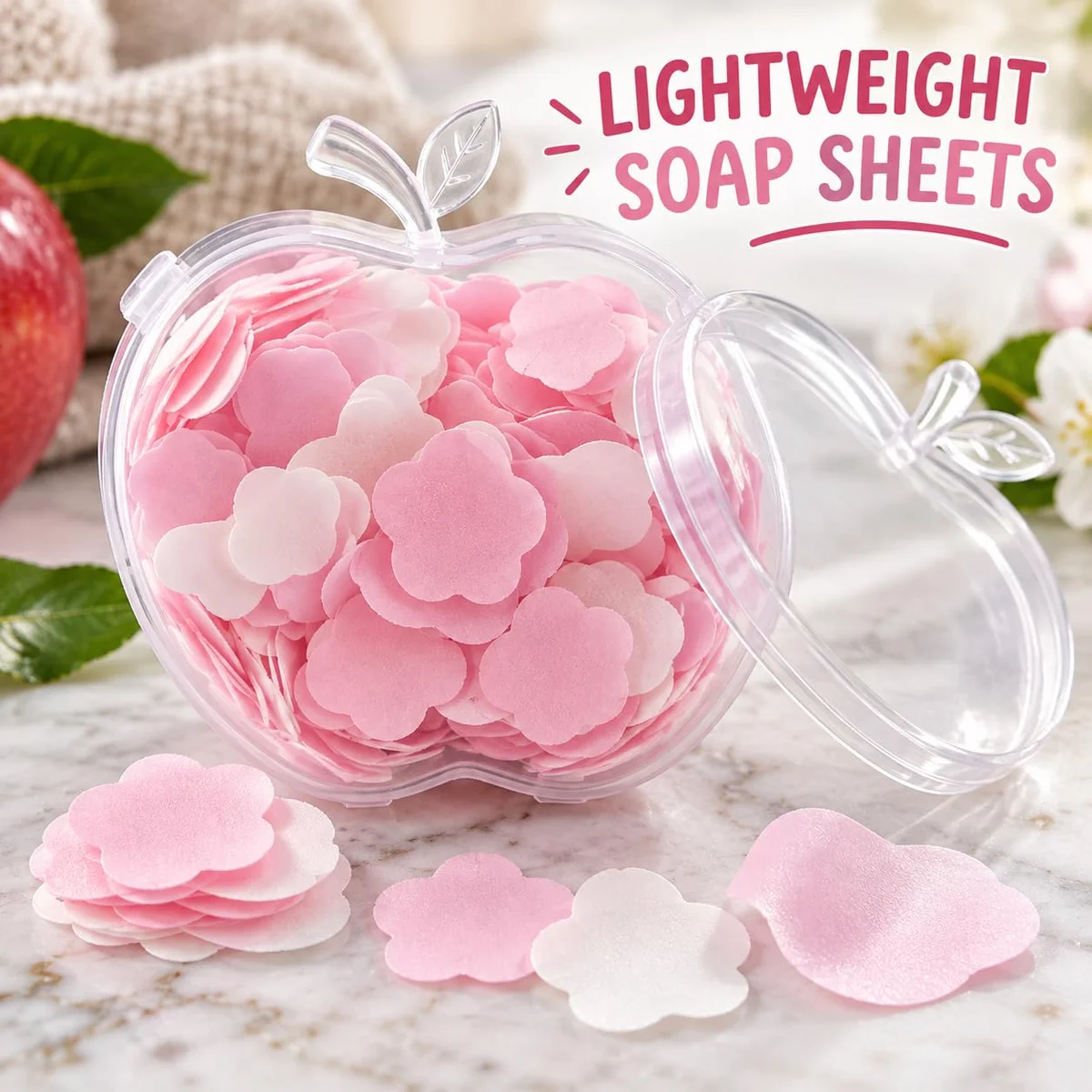 Portable Hand Soap Paper Sheets in Storage Box | Water-Activated Disposable Soap Leaves for Home, Travel, Office & Daily Handwashing | Pink, Pack of 1 4