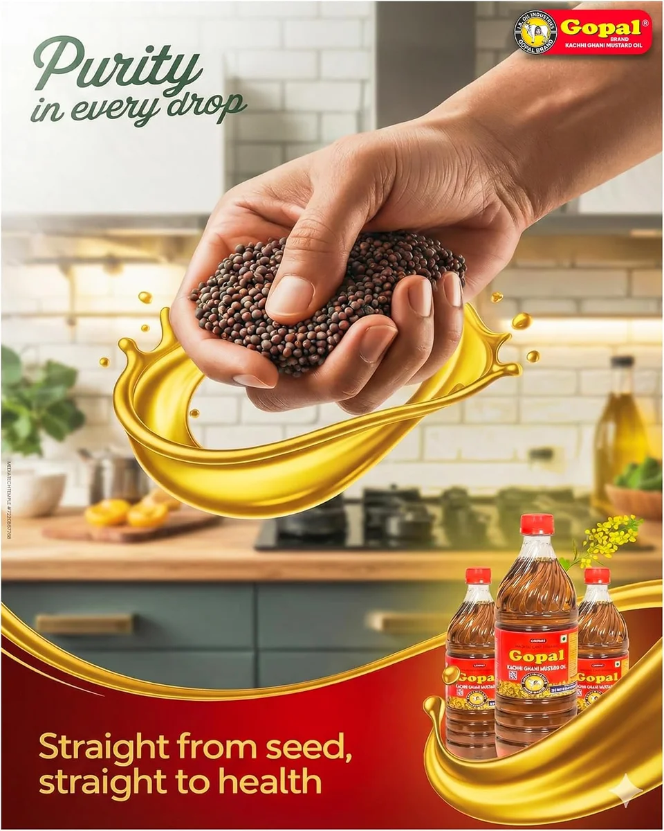 Gopal Kachi Ghani Mustard Oil, 1L – 6