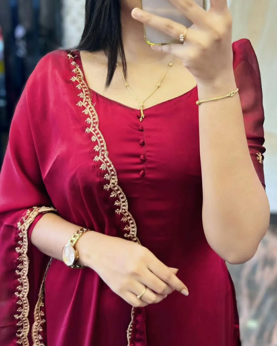 Maroon anarkali suit 4