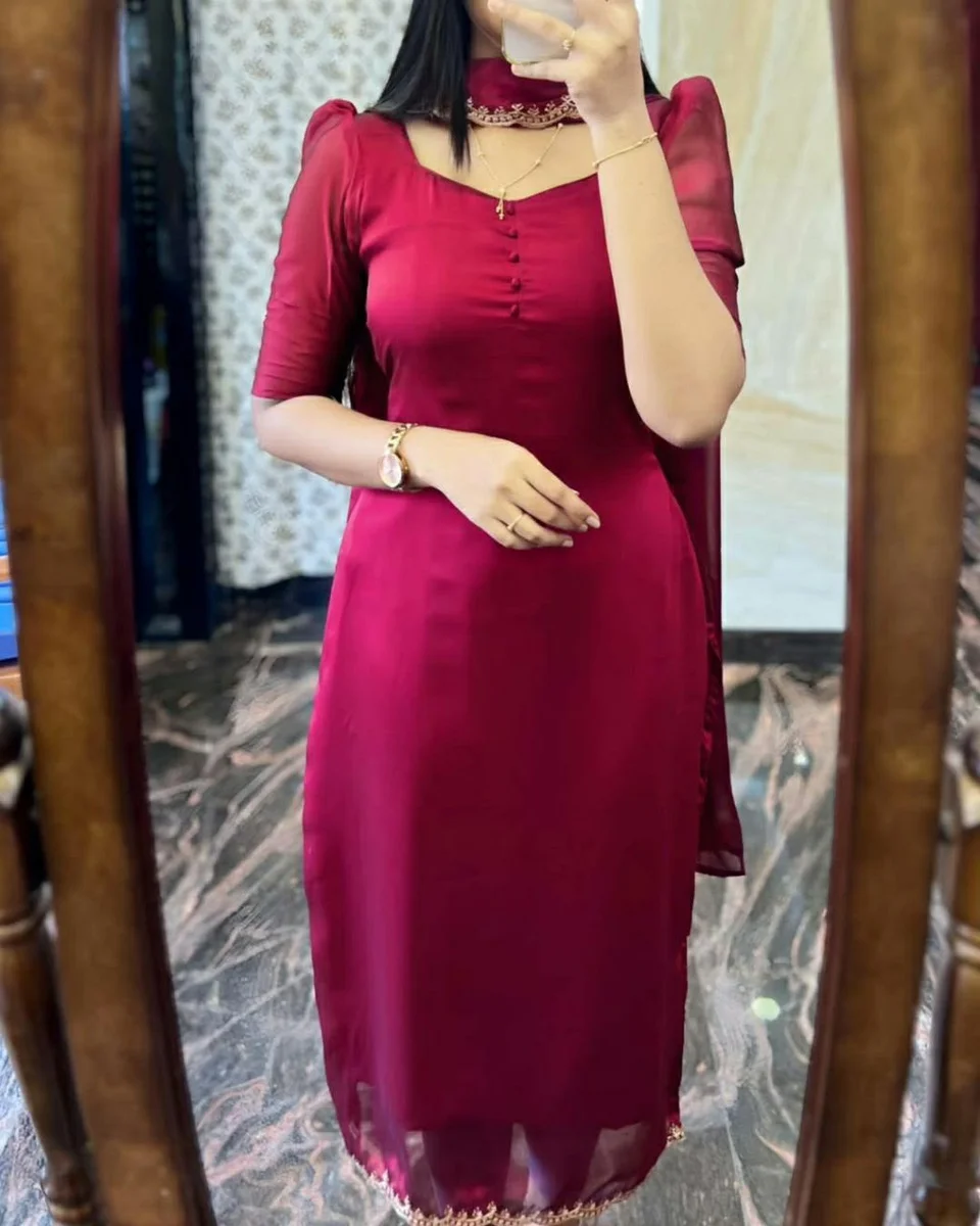 Maroon anarkali suit 3