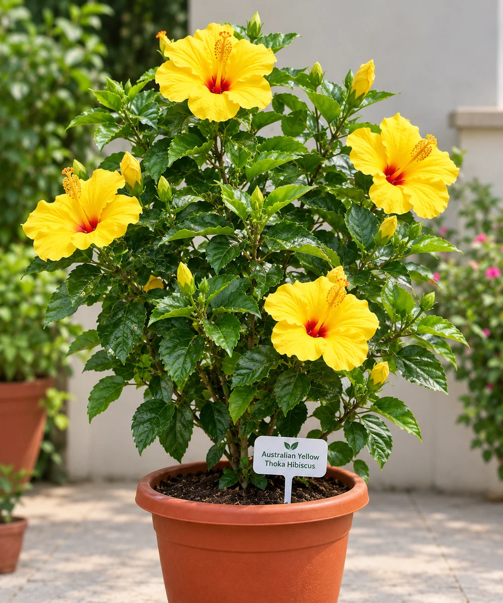 Austrilian Yellow hibiscus flowers plant