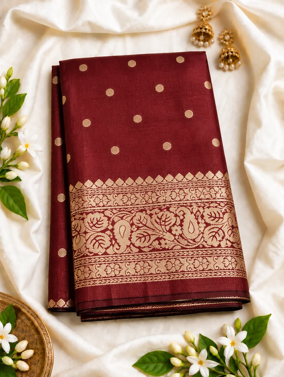 Premium Soft Silk Saree with Elegant Golden Butta & Rich Traditional Zari Border