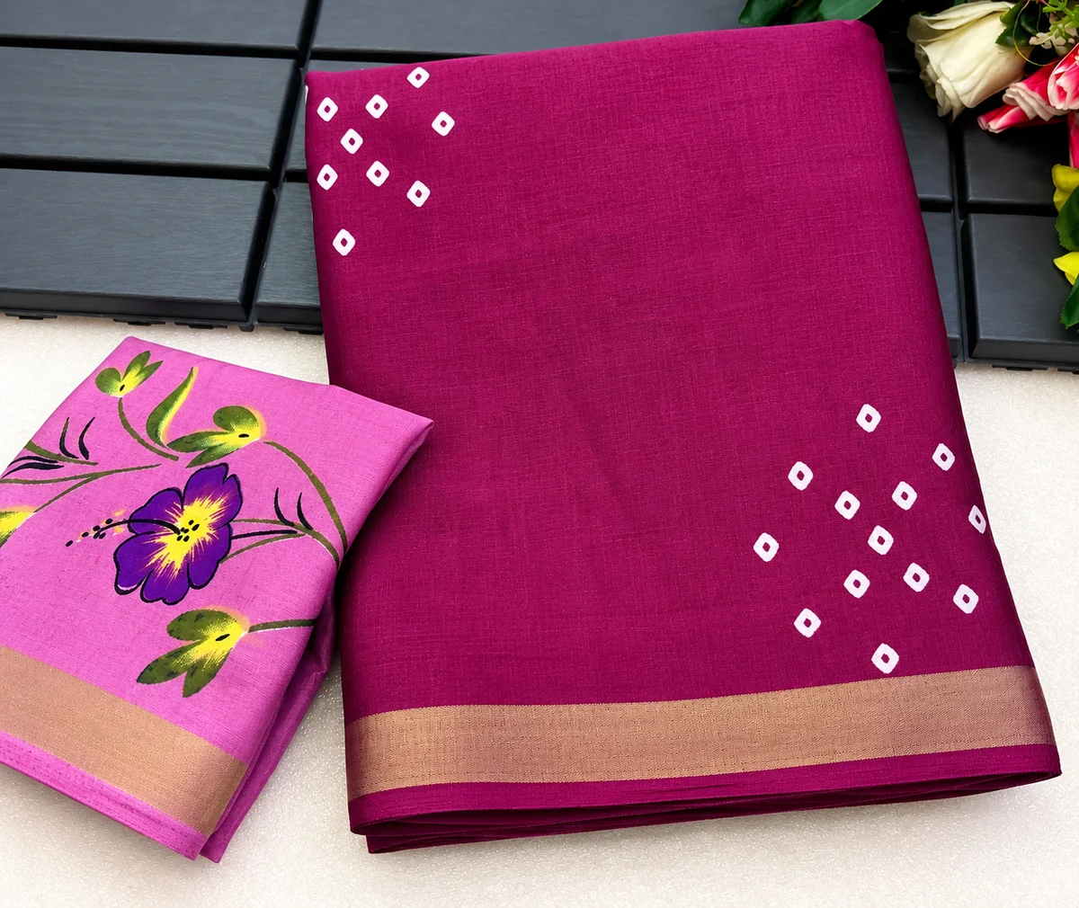 Launching New Premium Mul Cotton Bandhani Print Saree