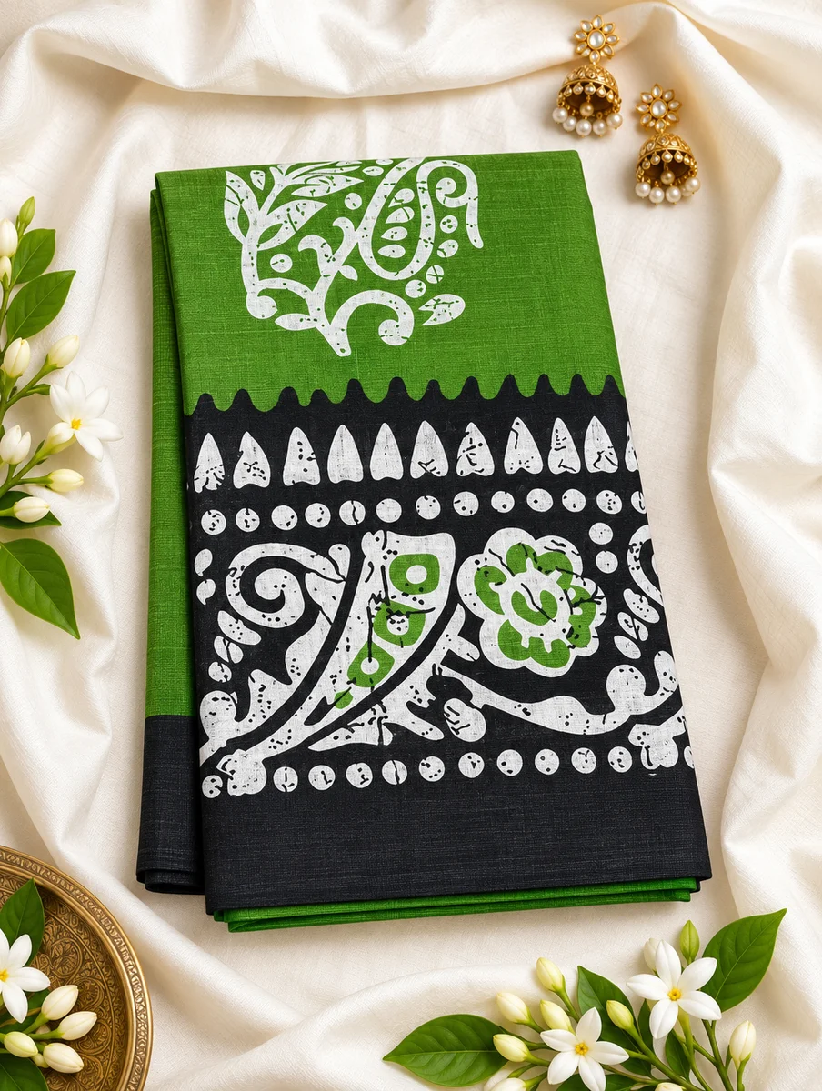 Premium Mul Mul Cotton Saree with Beautiful Artistic Floral & Traditional Print