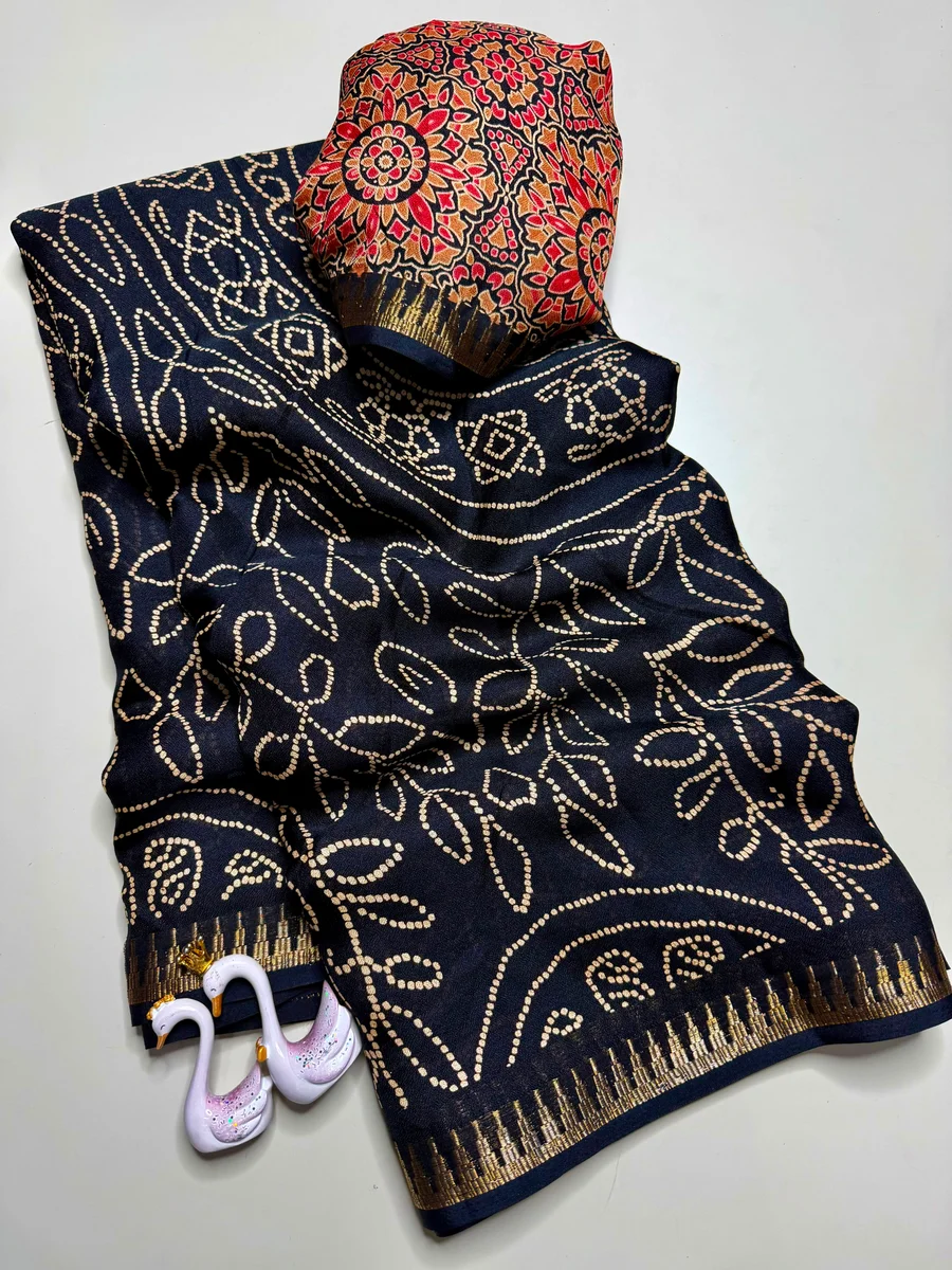 Pure Soft Marshmallow 3D Print Saree with Mirror