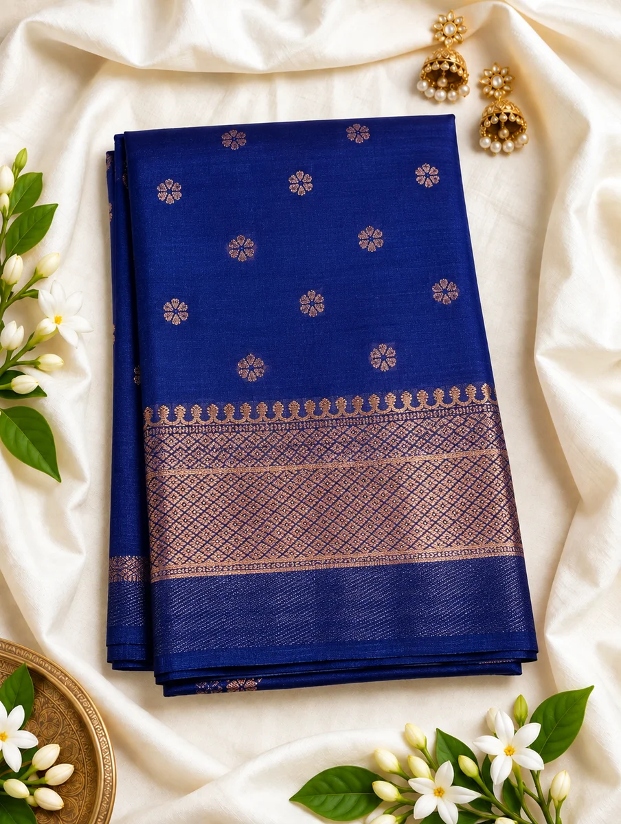Soft Silk Saree with Elegant Golden Butta & Rich Traditional Zari Border
