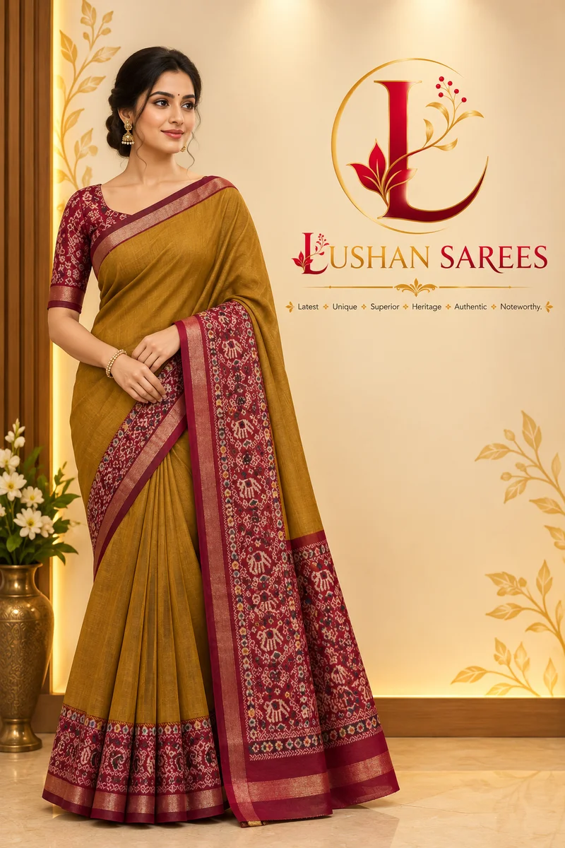 Soft Mulmul Cotton Saree with HD Ikkat Style Print