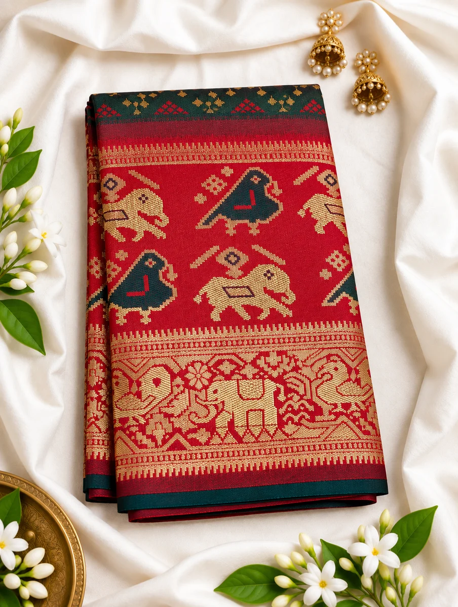 Premium Jacquard Saree with Rich Woven Zari Design & Elegant Traditional Pallu