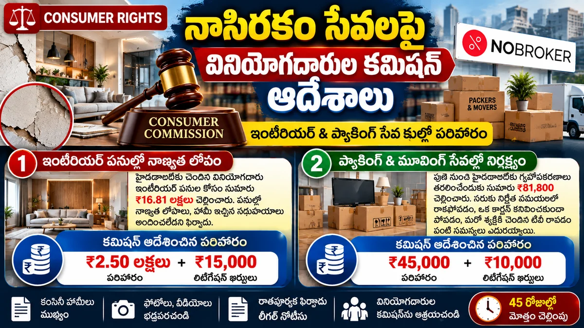 నాసిరకం సేవలతో వినియోగదారులకు నోబ్రోకర్ ఇబ్బందులు.. పరిహారం చెల్లించాలని వినియోగదారుల కమిషన్ ఆదేశం — photo 2