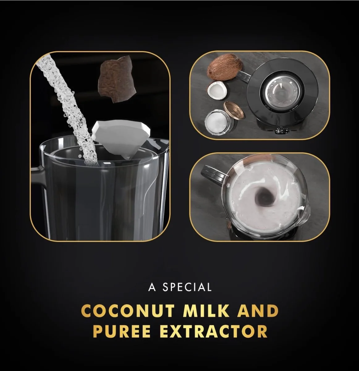 Sujata MG03 Mixer Grinder|1000 Watts Double Ball Bearing Motor Polycarbonate|24000 RPM|Non-Stop 90 Mins|4 Jars including 1750ml Blender with Coconut Milk Extractor, 1500ml, 1000ml, 500ml Jar| (Black) 4