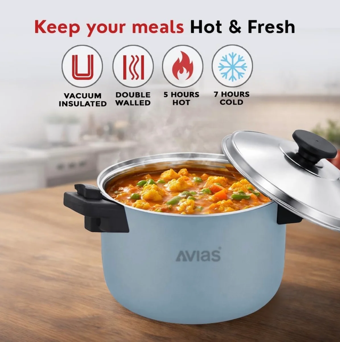 AVIAS Fabius Compact Vacuum Insulated Hot & Cold Casserole, , 1650ml 2