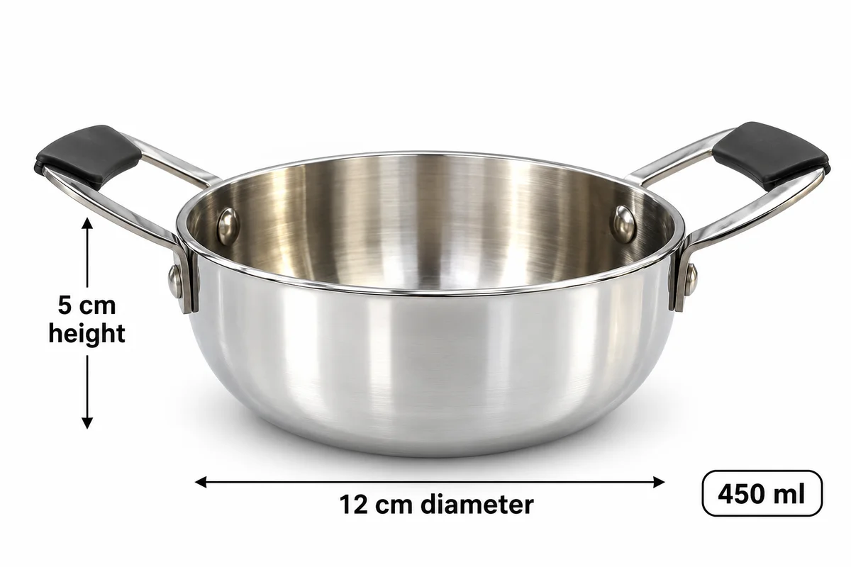Tri-ply mini kadai 12cm 450ml 2