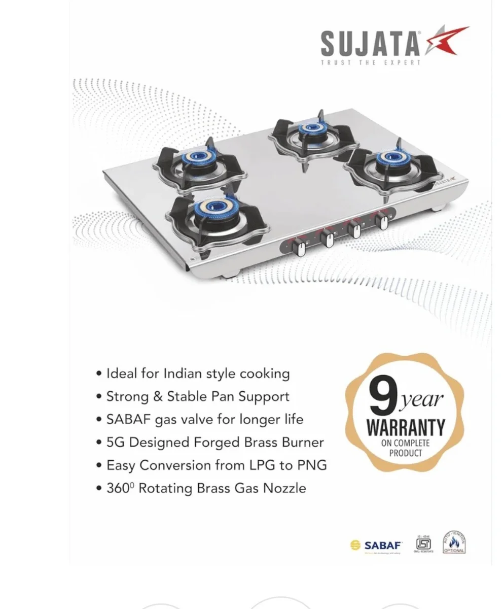 Sujata Majestic 4B auto ignition stove 6