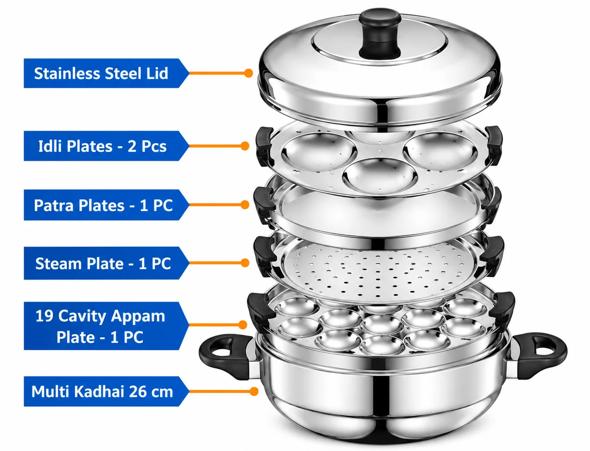 Tri-ply multi Kadai 26cm 2
