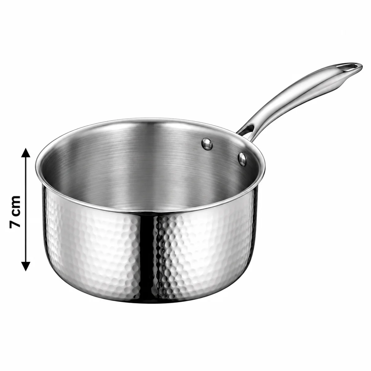 STAINLESS STEEL BHARAT TRIPLY HAMMERED SAUCE PAN 12CM 700ml 2