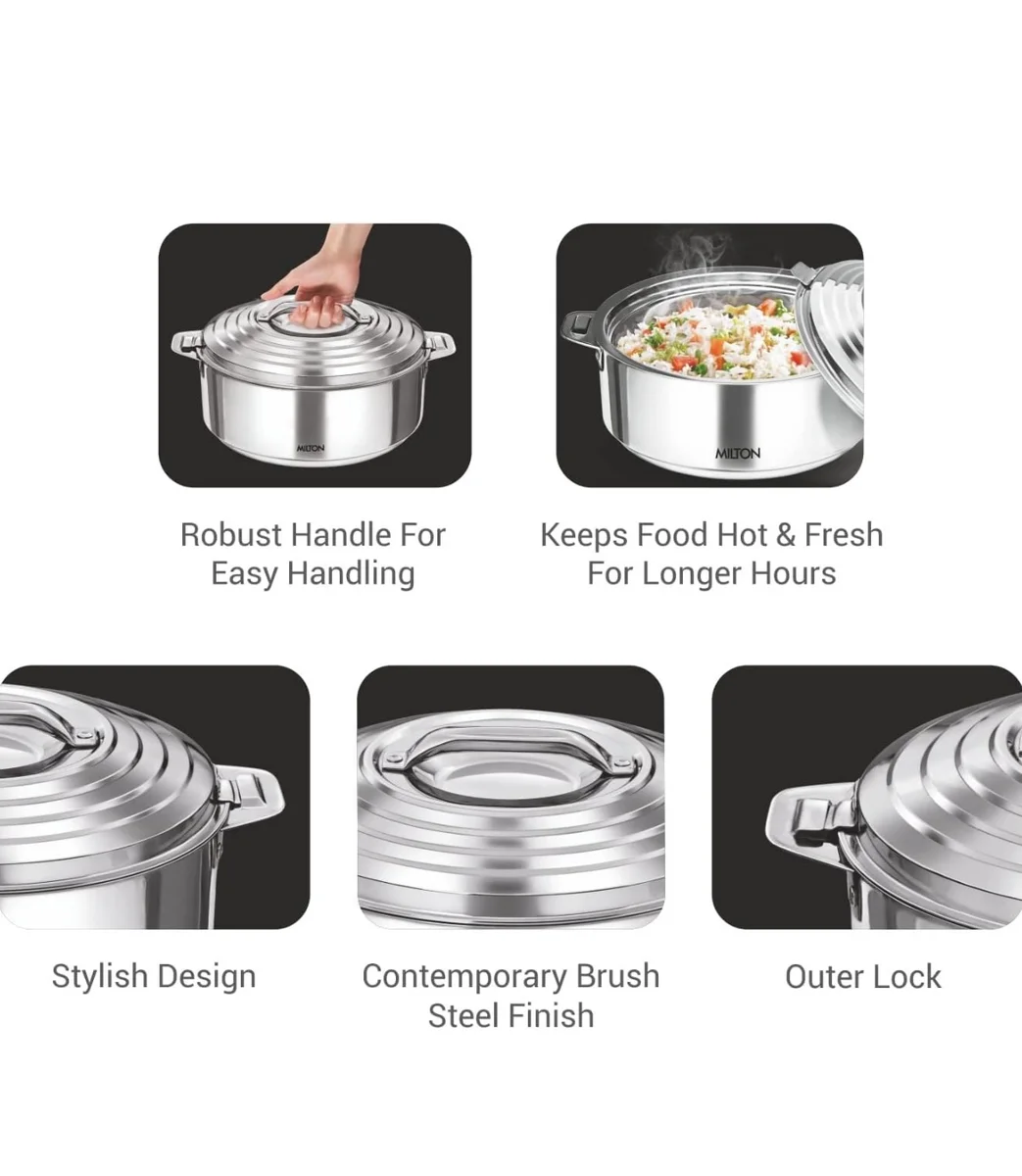 MILTON Galaxia 3500 Insulated Stainless Steel Casserole, 2.5L 3