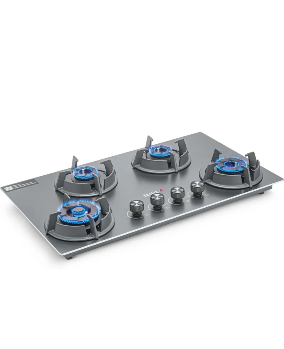 SUJATA Osmium 4B Auto Ignition Gas Stove Fast Cooking Hob Design Iron, Stainless Steel Automatic Hob (4 Burners