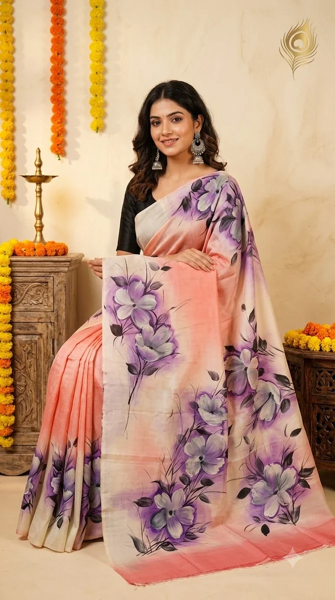 Silk Hand-Painted Saree - 06