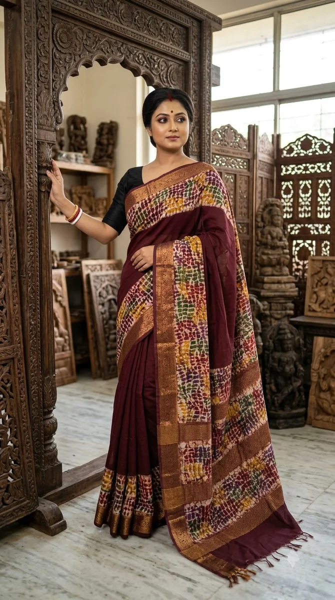 Naksi Zari Chanderi Batik Saree - 03