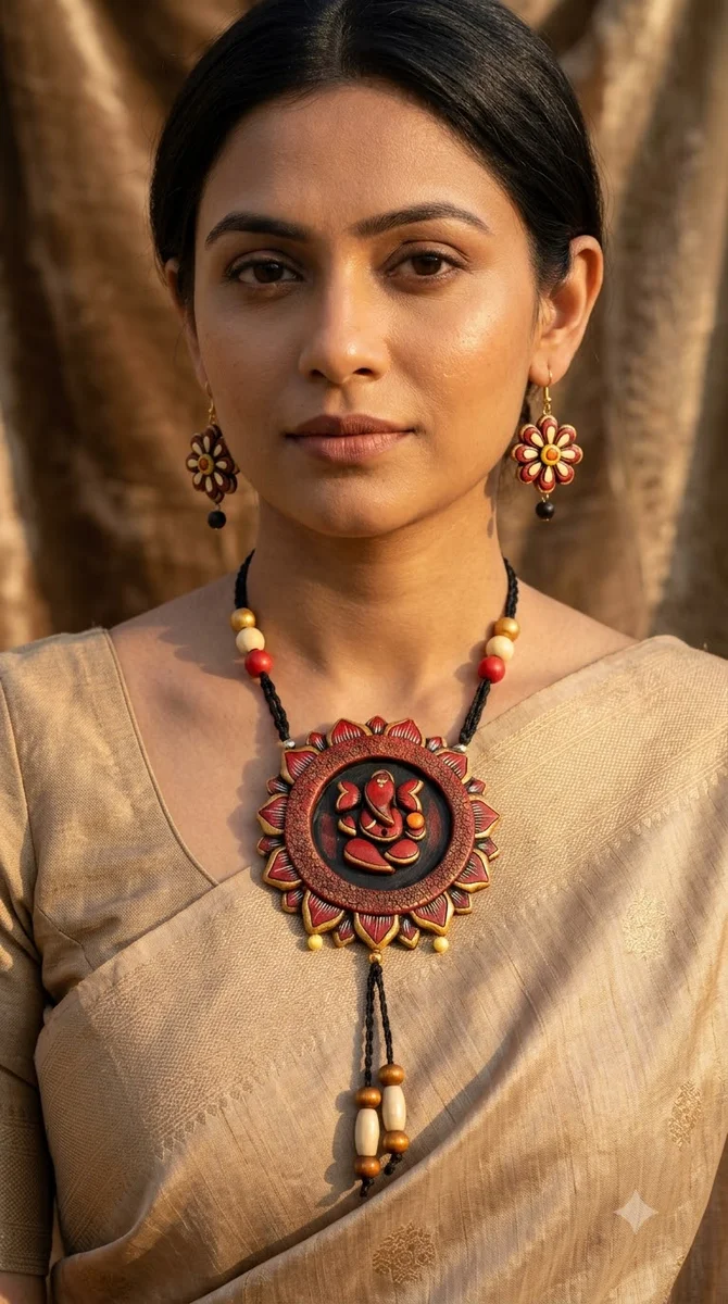 Ganesha Terracotta Jewellery Set - 01
