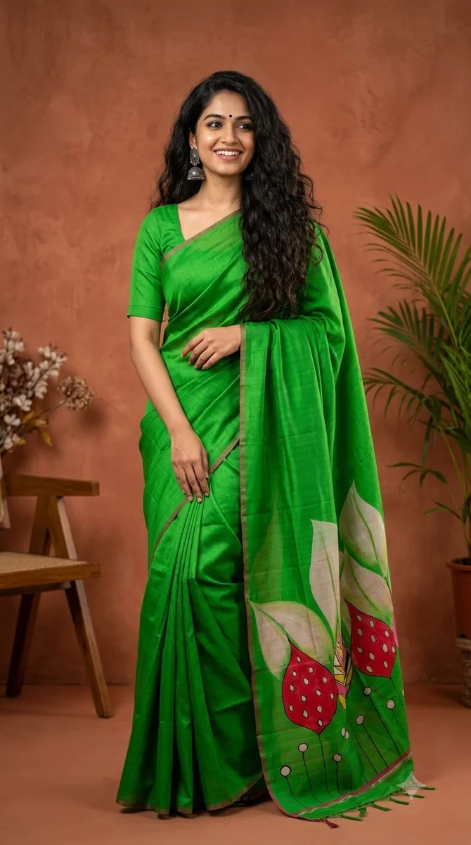 Silk Hand-Painted Saree - 07