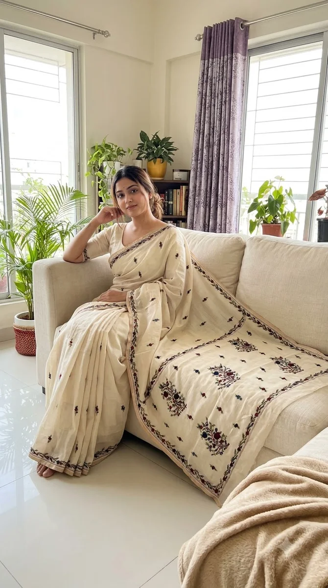Chanderi Hand Stitch Saree - Parshi - 01