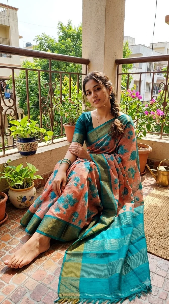 Tussar Hand Block Print Saree - 05