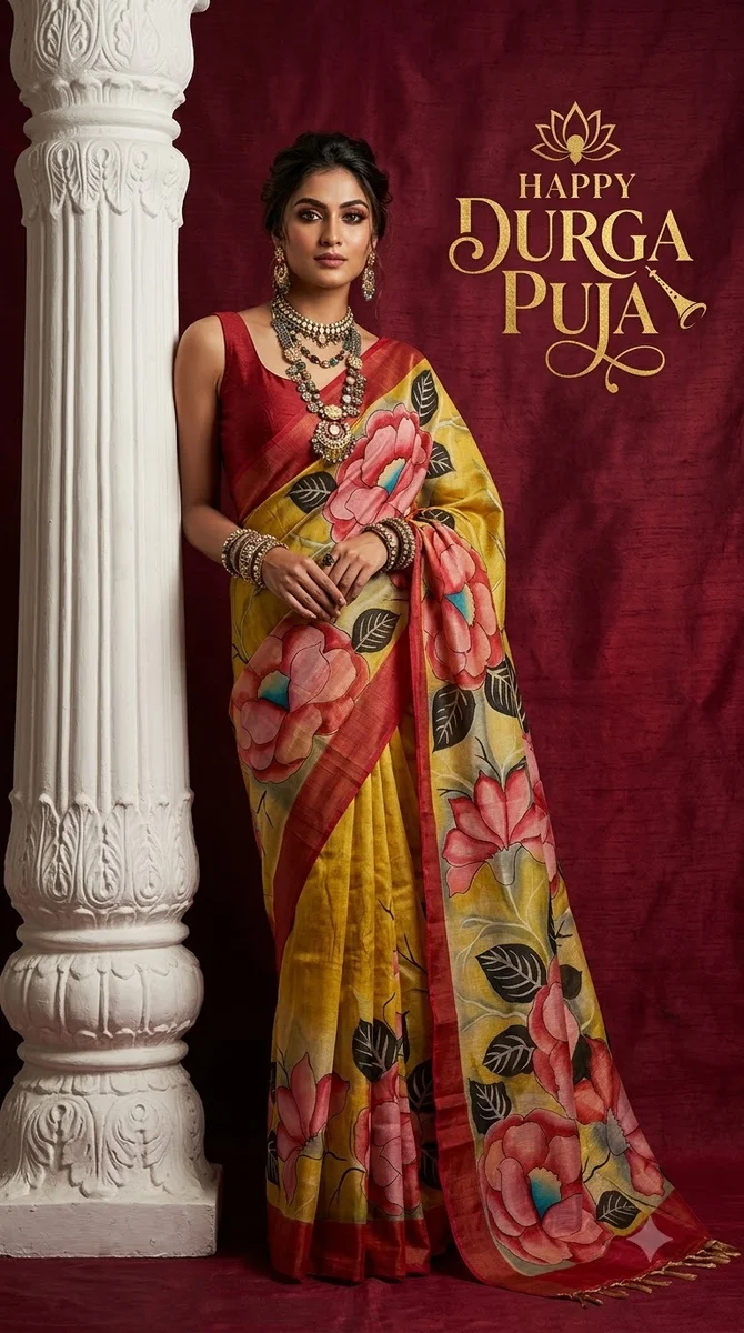 Tussar Hand-Painted Saree - 02