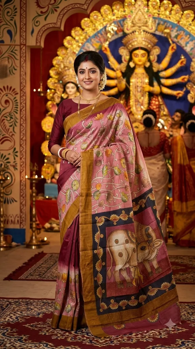 Tussar Hand Kalamkari Saree - 05
