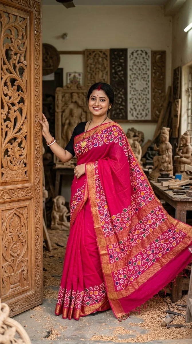 Naksi Zari Chanderi Batik Saree
