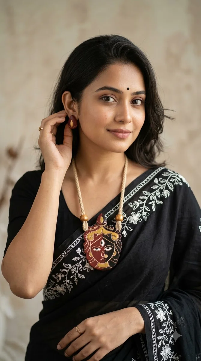Terracotta Goddess Face Necklace Set -08