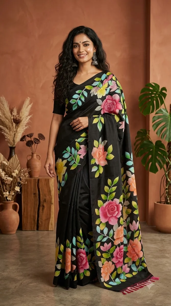 Silk Hand-Painted Saree - 08