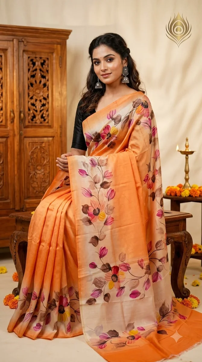 Silk Hand-Painted Saree - 03