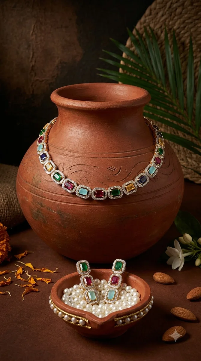 American Diamond Multicolour Necklace -05