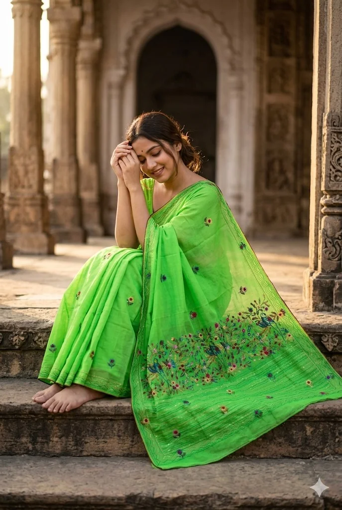 Bulian Hand Stitch Chanderi Saree - 05