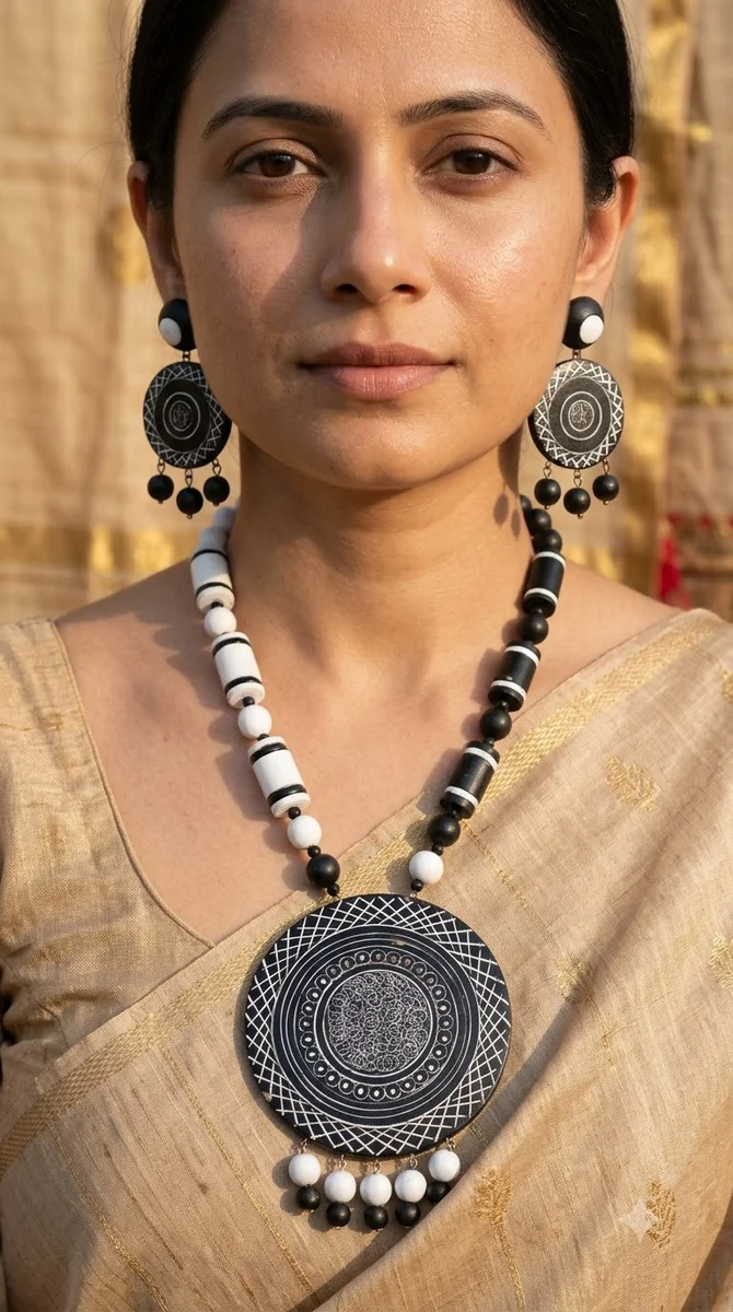 Black & White Statement Jewellery Set - 01