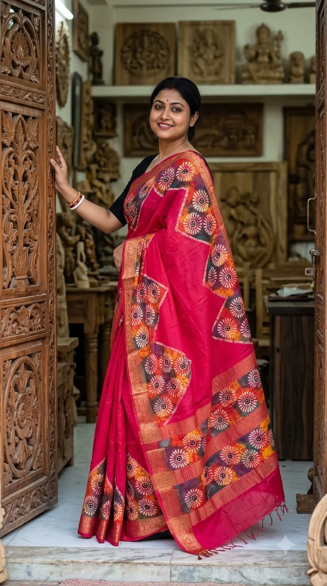 Naksi Zari Chanderi Batik Saree - 04