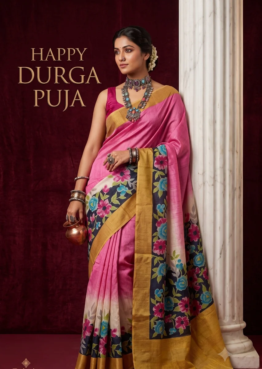 Tussar Hand-Painted Saree  - 04