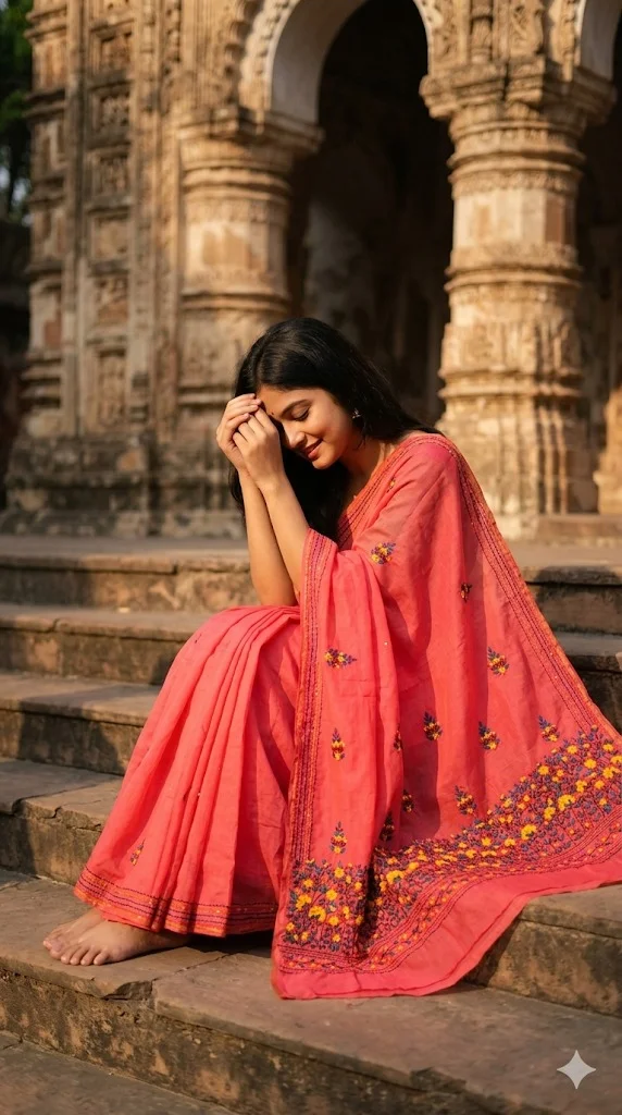 Bulian Hand Stitch Chanderi Saree - 06